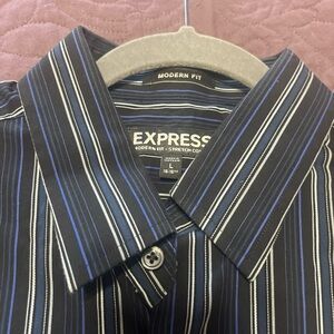 Express Men’s Long Sleeve Button Up Stripe Shirt Size Large 16 - 16 1/2 Neck